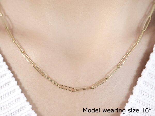 14k Yellow Gold Wire Paperclip Chain (2.7 mm) - Image 5