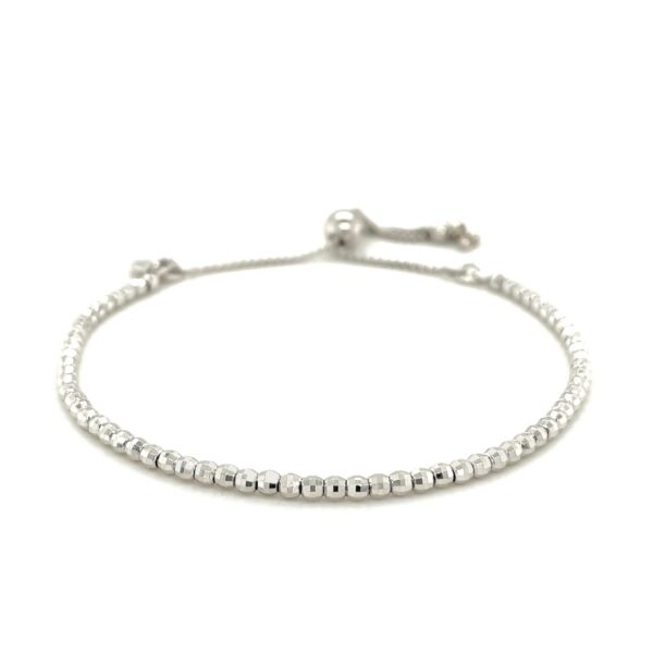 Adjustable Fine Shiny Beaded Bracelet in Sterling Silver (1.50 mm) - Image 2