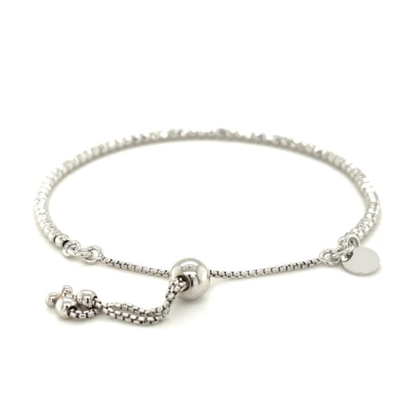 Adjustable Fine Shiny Beaded Bracelet in Sterling Silver (1.50 mm) - Image 3