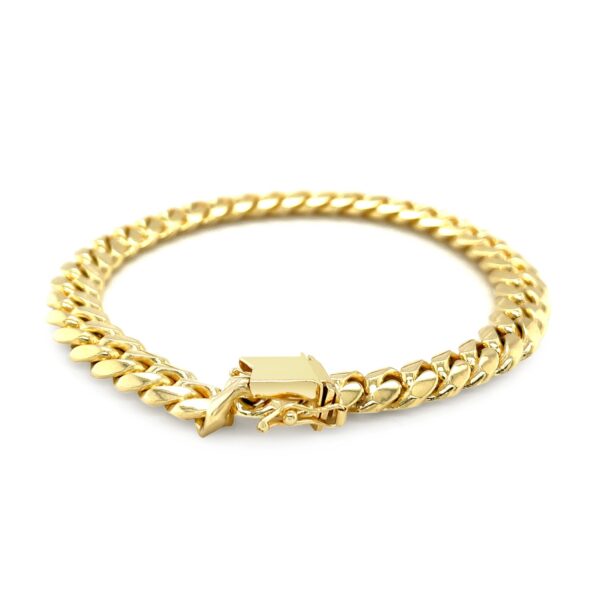 14k Yellow Gold Classic Miami Cuban Solid Bracelet (8.20 mm) - Image 2