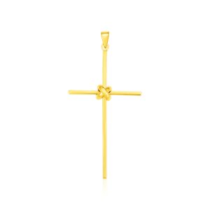14k Yellow Gold Bar Style Cross Pendant