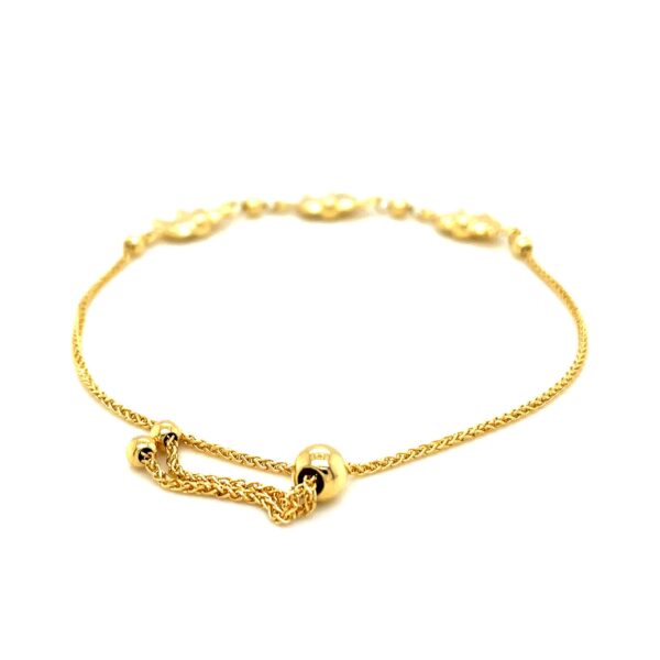 14k Yellow Gold Elephant Station Lariat Style Bracelet (1.00 mm) - Image 3