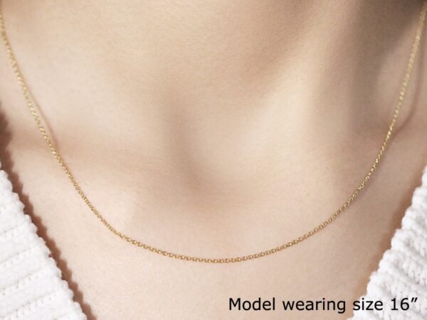 14k Yellow Gold Round Cable Link Chain (1.1 mm) - Image 4