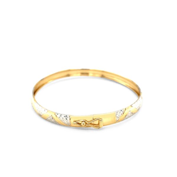 10k Two-Tone Gold Textured Zigzag Style Bangle (6.00 mm) - Image 3