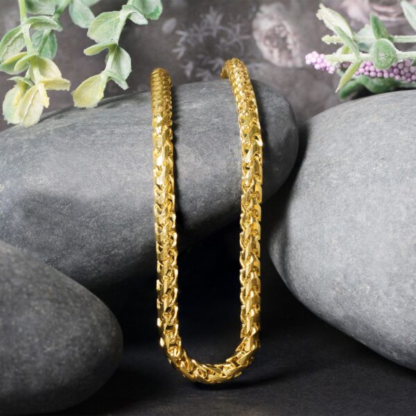 14k Yellow Solid Gold Diamond Cut Round Franco Chain (4.60 mm) - Image 2
