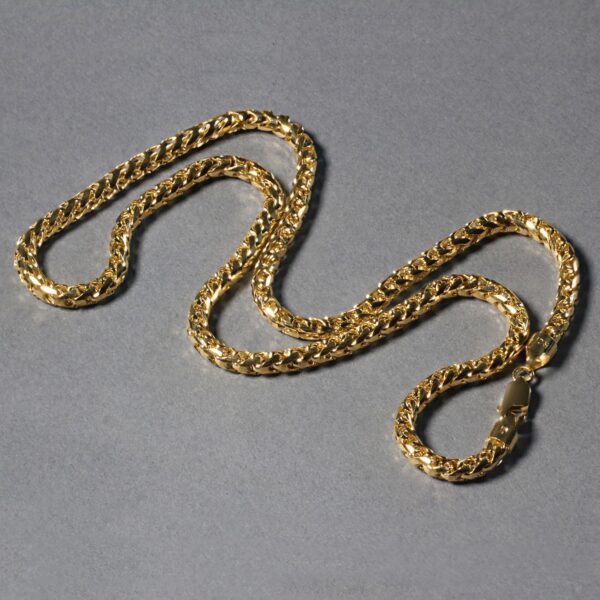 14k Yellow Solid Gold Diamond Cut Round Franco Chain (4.60 mm) - Image 4