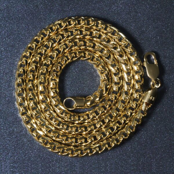 14k Yellow Solid Gold Diamond Cut Round Franco Chain (4.60 mm) - Image 5