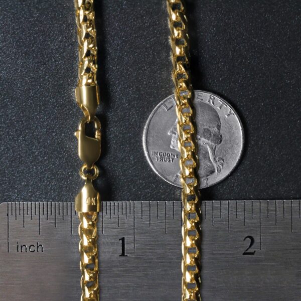14k Yellow Solid Gold Diamond Cut Round Franco Chain (4.60 mm) - Image 6