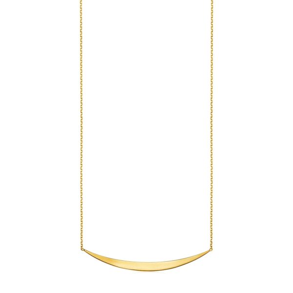 14k Yellow Gold Necklace with Polished Curved Bar Pendant