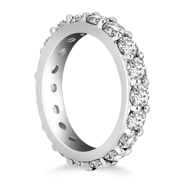 14k White Gold Round Cut Diamond Eternity Ring - Image 2