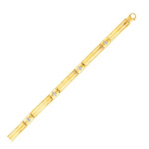 14k Two-Tone Gold Mens Bracelet with Screw Head Motif Accents (9.65 mm)
