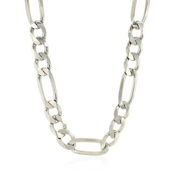 Rhodium Plated Sterling Silver Figaro Style Chain (9.60 mm) - Image 2