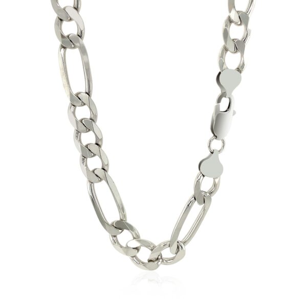Rhodium Plated Sterling Silver Figaro Style Chain (9.60 mm) - Image 3