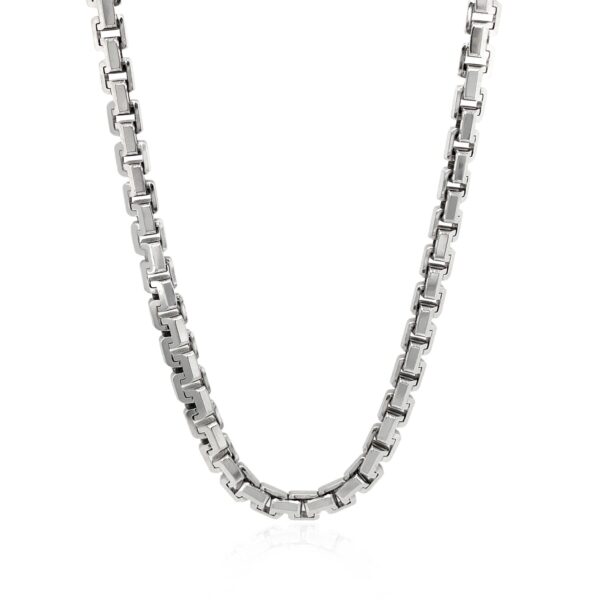 Sterling Silver Rhodium Plated Greek Box Chain (5.50 mm) - Image 2