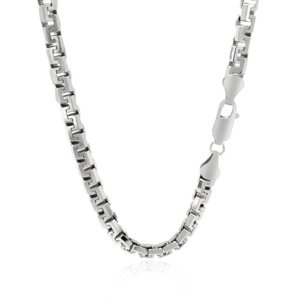 Sterling Silver Rhodium Plated Greek Box Chain (5.50 mm) - Image 3