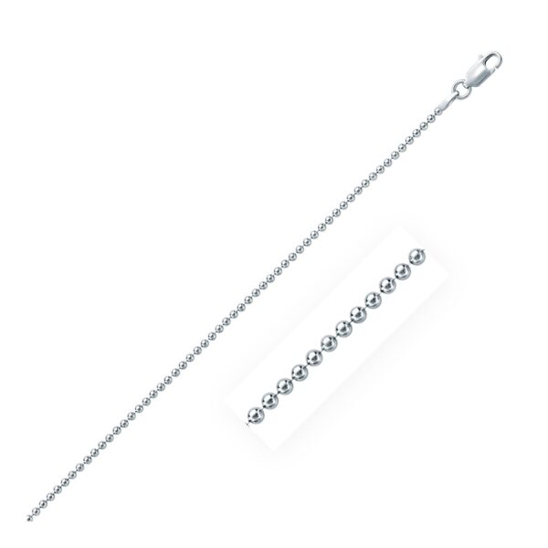 Rhodium Plated Sterling Silver Bead Style Chain (1.80 mm)