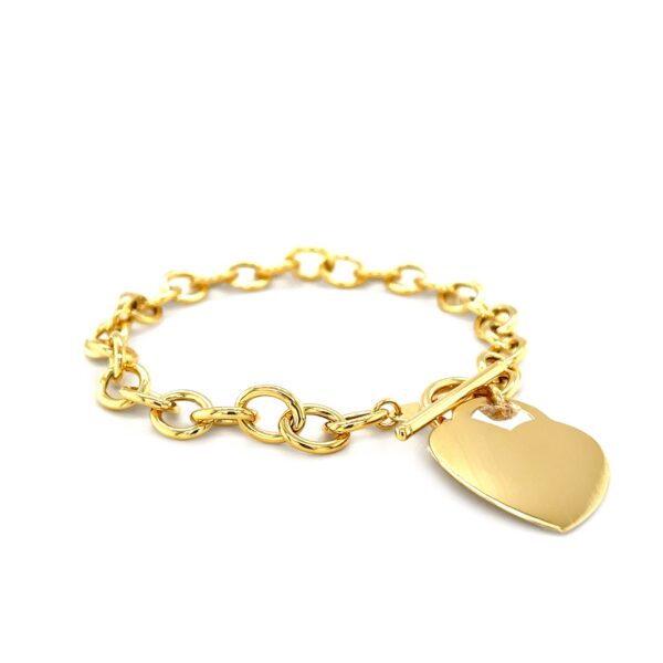 Toggle Bracelet with Heart Charm in 14k Yellow Gold - Image 2