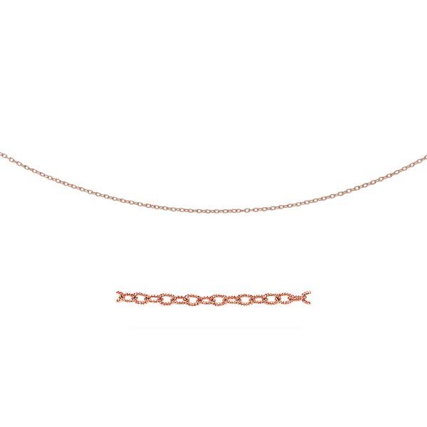 14k Rose Gold Pendant Chain with Textured Links (2.50 mm)
