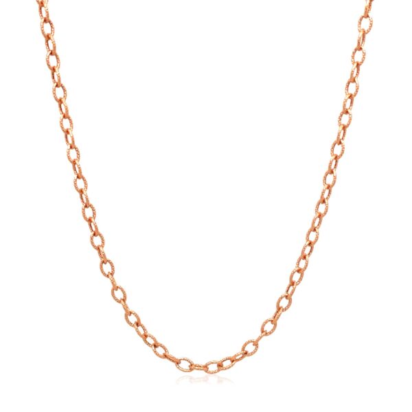 14k Rose Gold Pendant Chain with Textured Links (2.50 mm) - Image 2