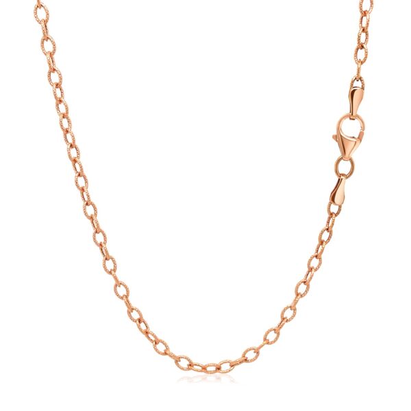 14k Rose Gold Pendant Chain with Textured Links (2.50 mm) - Image 3