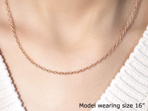 14k Rose Gold Pendant Chain with Textured Links (2.50 mm) - Image 6