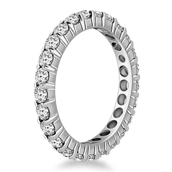 14k White Gold Ageless Round Cut Diamond Eternity Ring - Image 2