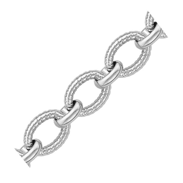Sterling Silver Oval Cable Design Chain Link Bracelet (9.65 mm) - Image 2