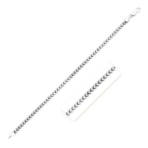Sterling Silver Rhodium Plated Square Franco Semi Solid Chain (4.30 mm)