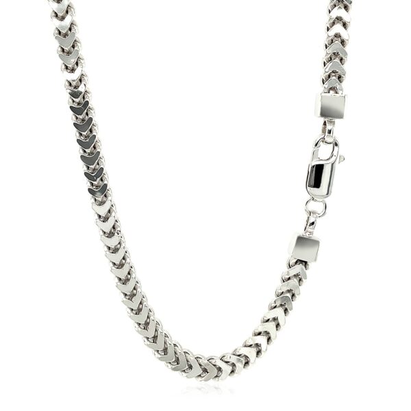 Sterling Silver Rhodium Plated Square Franco Semi Solid Chain (4.30 mm) - Image 3