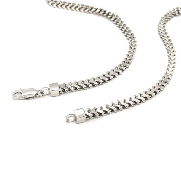 Sterling Silver Rhodium Plated Square Franco Semi Solid Chain (4.30 mm) - Image 5