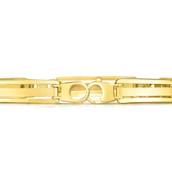 14k Two-Tone Gold Mens Bracelet with Fancy Bar Links (9.65 mm) - Image 3