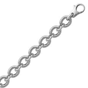 Sterling Silver Diamond Cut Chain Style  Rhodium Plated Bracelet  (12.70 mm)