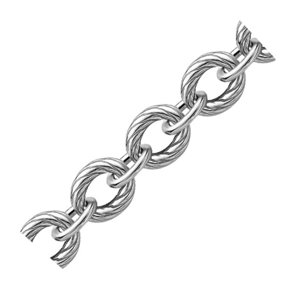 Sterling Silver Diamond Cut Chain Style  Rhodium Plated Bracelet  (12.70 mm) - Image 2