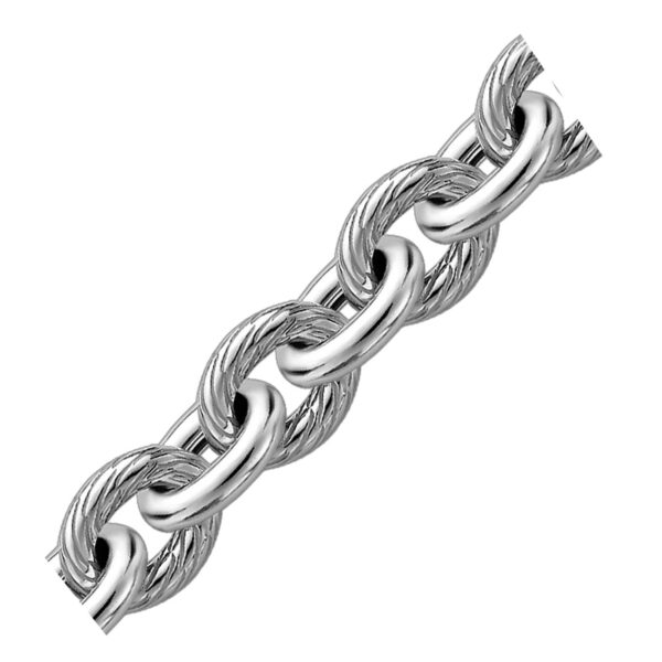 Sterling Silver Rhodium Plated Diamond Cut Cable Style Chain Bracelet  (12.70 mm) - Image 2