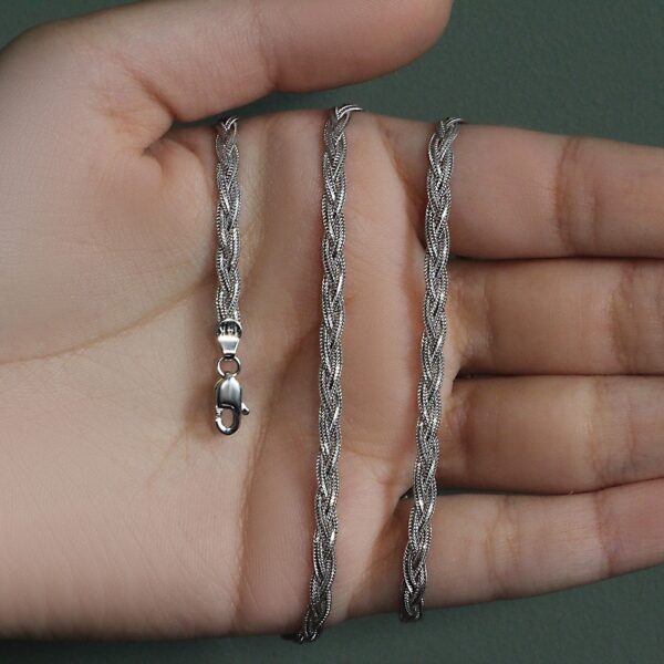 14k White Gold Braided Chain (3.50 mm) - Image 4