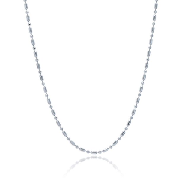 Sterling Silver Rhodium Plated Bead Chain (1.50 mm) - Image 2