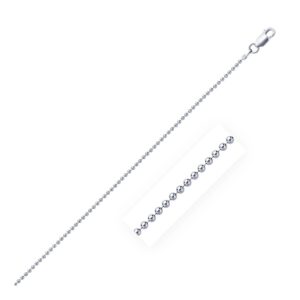 Rhodium Plated 1.5mm Sterling Silver Bead Style Chain (1.50 mm)
