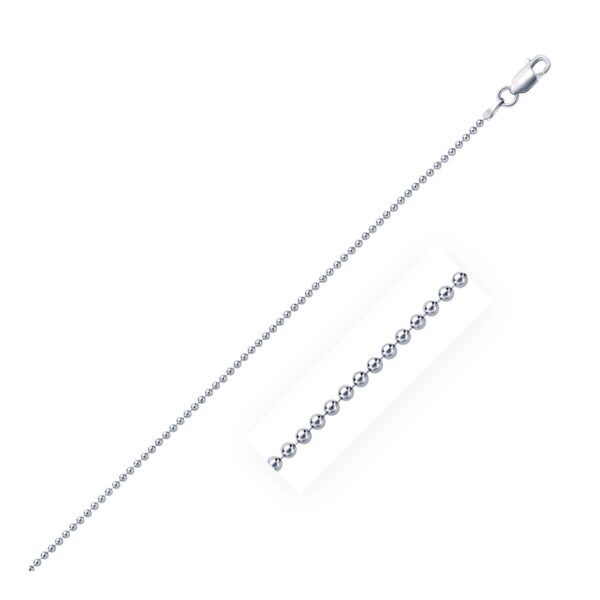 Rhodium Plated 1.5mm Sterling Silver Bead Style Chain (1.50 mm)