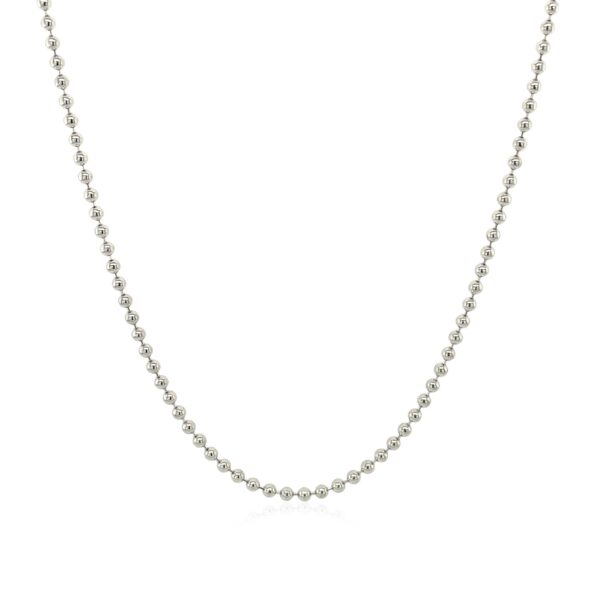 Rhodium Plated 1.5mm Sterling Silver Bead Style Chain (1.50 mm) - Image 2