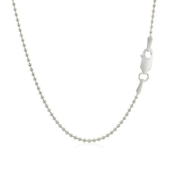 Rhodium Plated 1.5mm Sterling Silver Bead Style Chain (1.50 mm) - Image 3