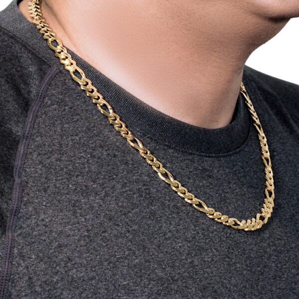 14k Yellow Gold High Polish Modern Lite Figaro Chain (8.00 mm) - Image 4
