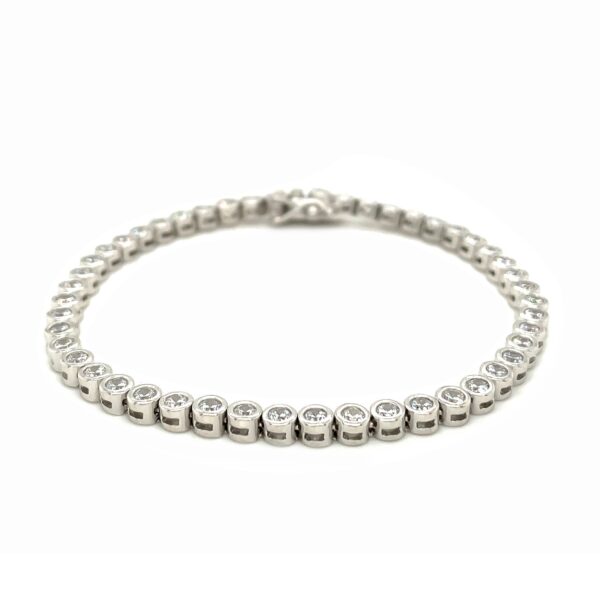 Tennis Bracelet with Round Cubic Zirconia in Sterling Silver - Image 2