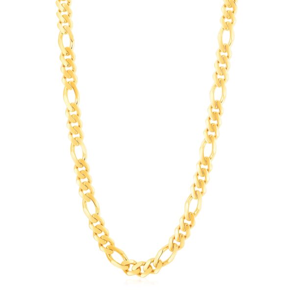 14k Yellow Gold High Polish Modern Lite Figaro Chain (9.50 mm) - Image 5