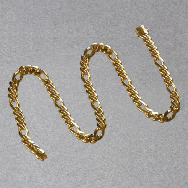 14k Yellow Gold High Polish Modern Lite Figaro Chain (9.50 mm) - Image 6