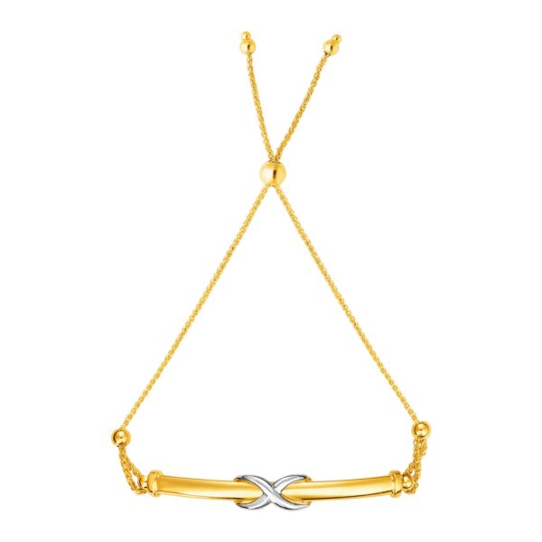 Adjustable Friendship Bracelet with Infinity Motif in 14k Yellow and White Gold (1.00 mm)