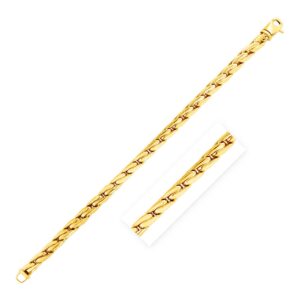 14k Yellow Gold 8 1/2 inch Mens Polished Narrow Rounded Link Bracelet (5.50 mm)