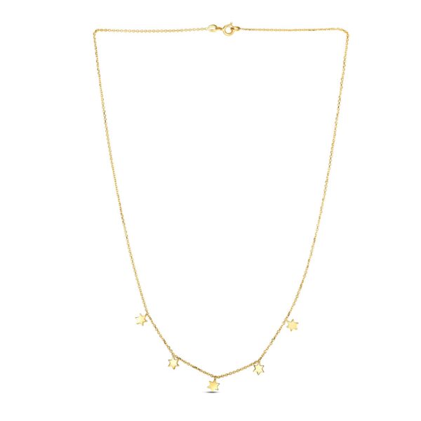 14k Yellow Gold Necklace with Six Pointed Stars - Image 2