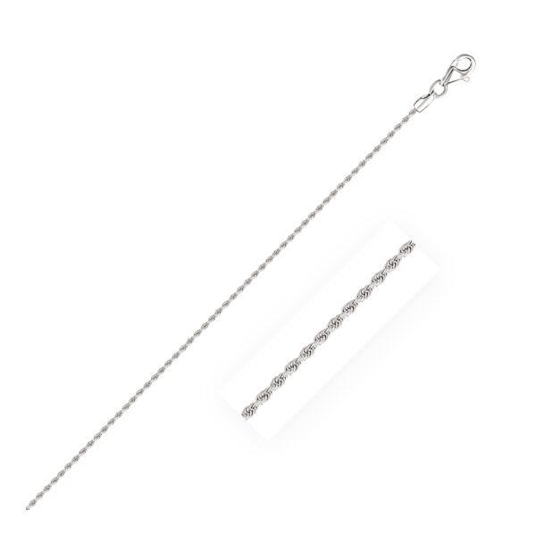 10k White Gold Solid Diamond Cut Rope Bracelet (1.60 mm)