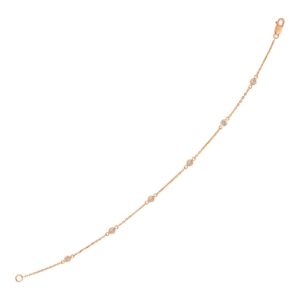 14k Rose Gold 7 inch Bracelet with Diamond Stations (3.30 mm)