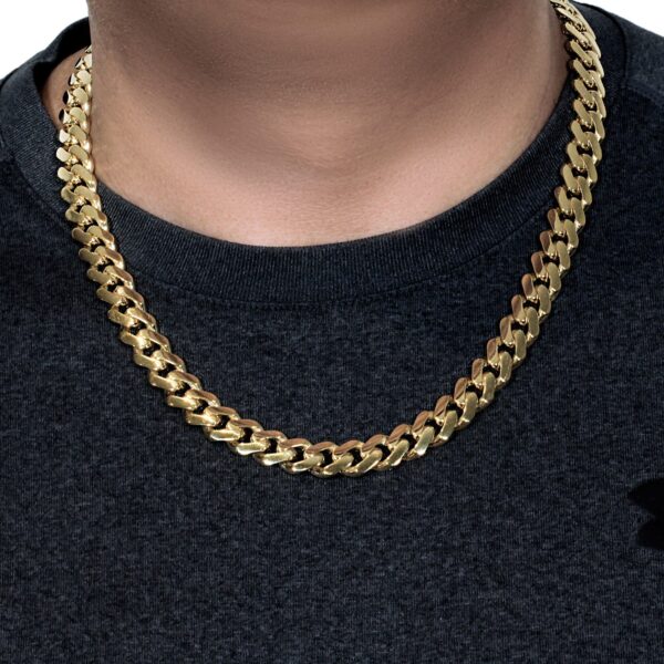 14k Yellow Gold Polished Miami Cuban Chain Necklace - Image 3